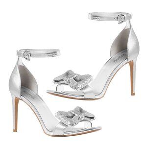 MICHAEL Michael Kors PARIS Metallic Sequins Bow Open Toe Ankle Strap Sandals